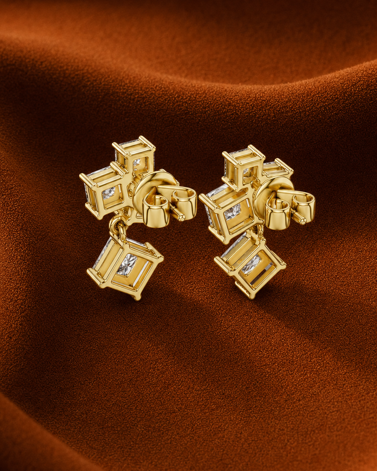 Princess-Cut Diamond Cascade Drop Earrings by MONICONIC