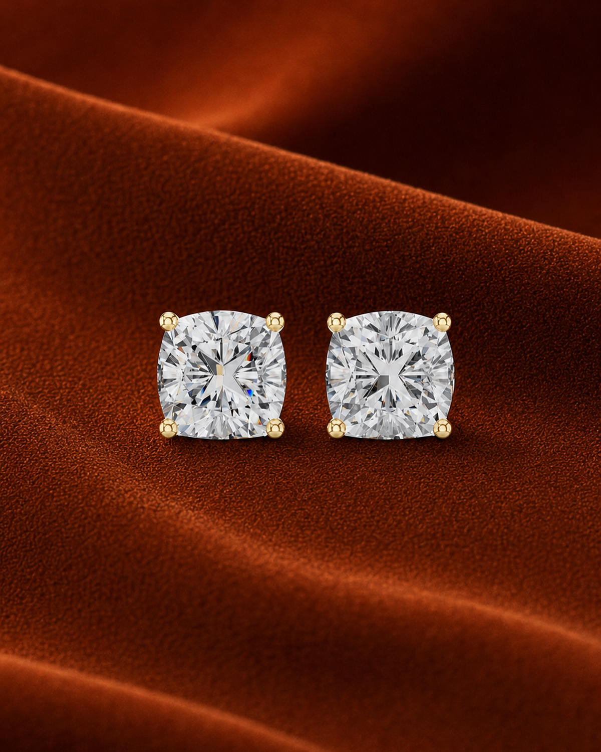 Cushion Lab-Grown Diamond Stud Earrings by MONICONIC