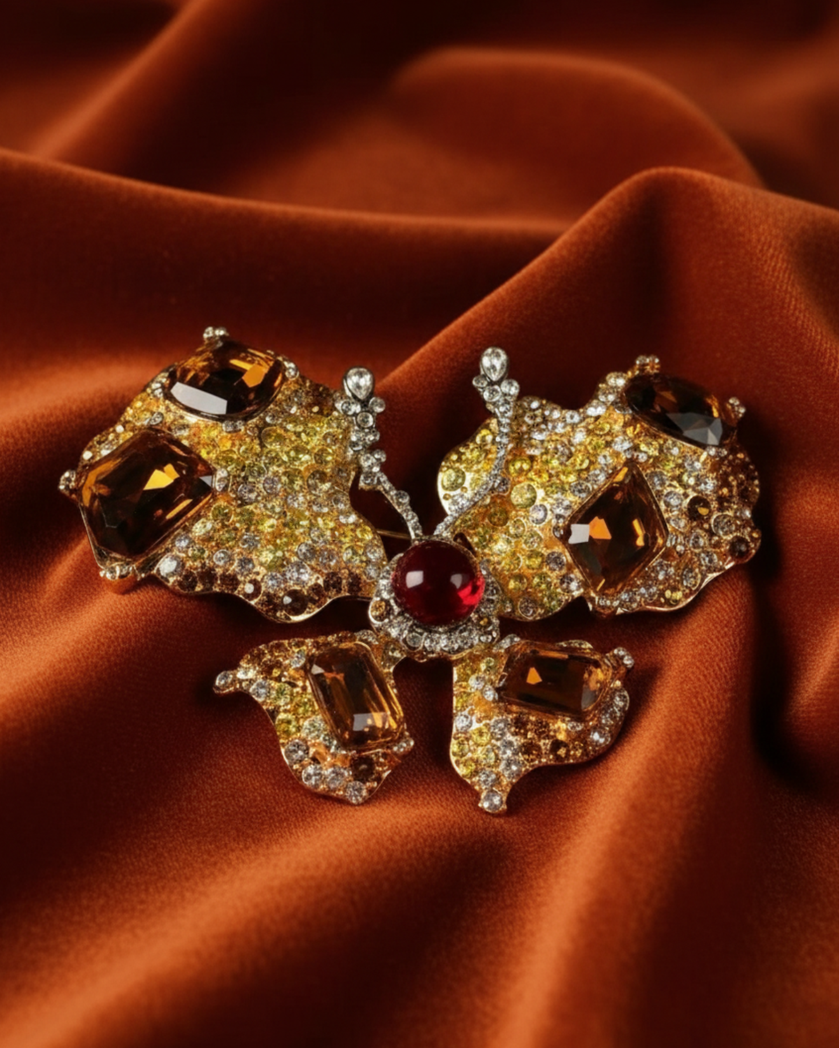 Crimson Monarch Brooch