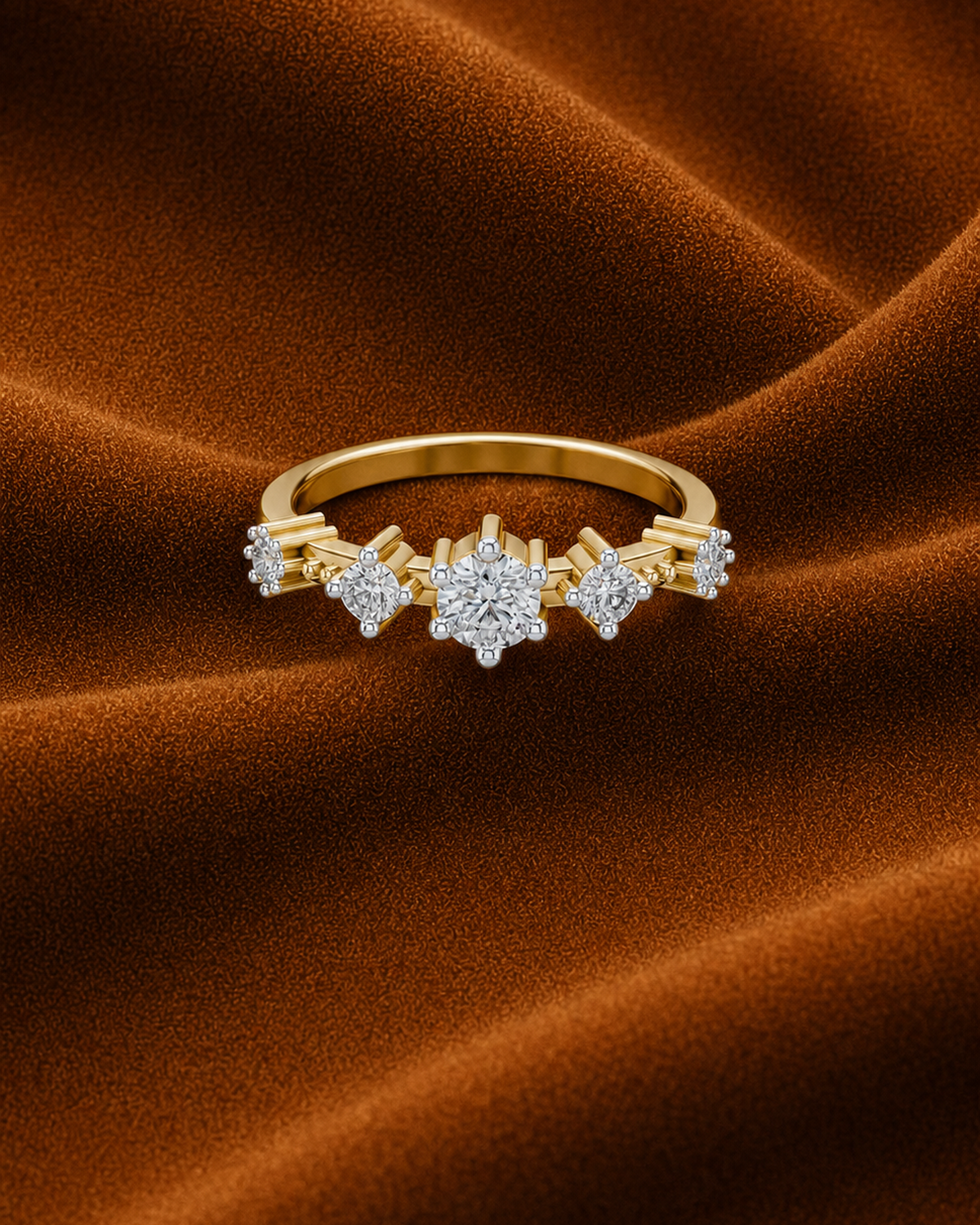Fluted Five Stone Ring by MONICONIC