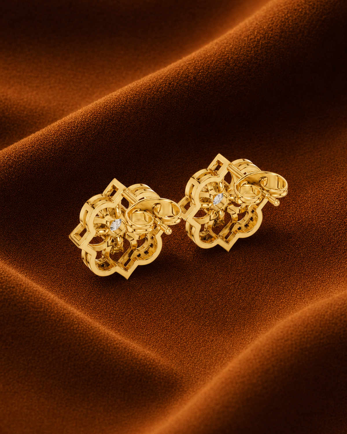 Quatrefoil Diamond Stud Earrings by MONICONIC