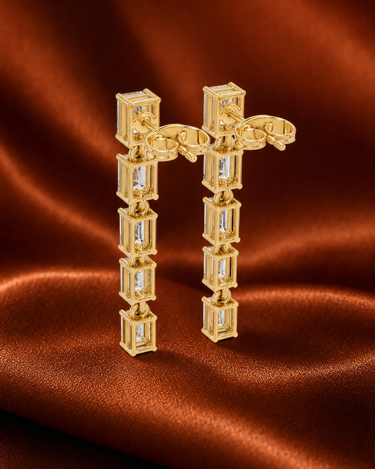 Emerald-Cut Lab-Grown Diamond Drop Earrings by MONICONIC