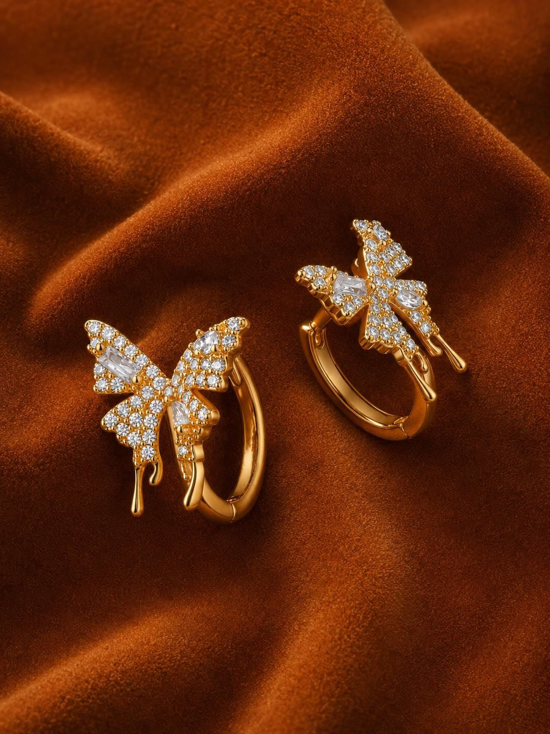 Crystal Butterfly Huggie Earrings