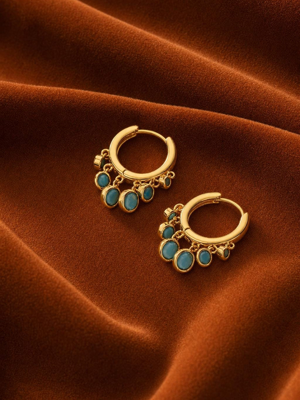 Turquoise Charm Hoop Earrings