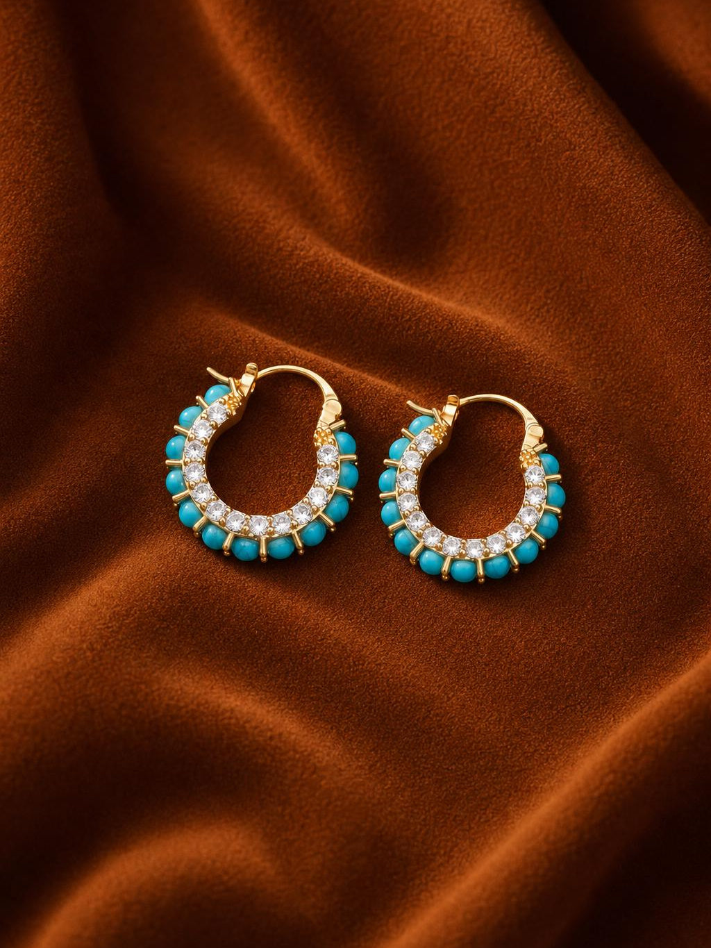 Turquoise Halo Hoop Earrings