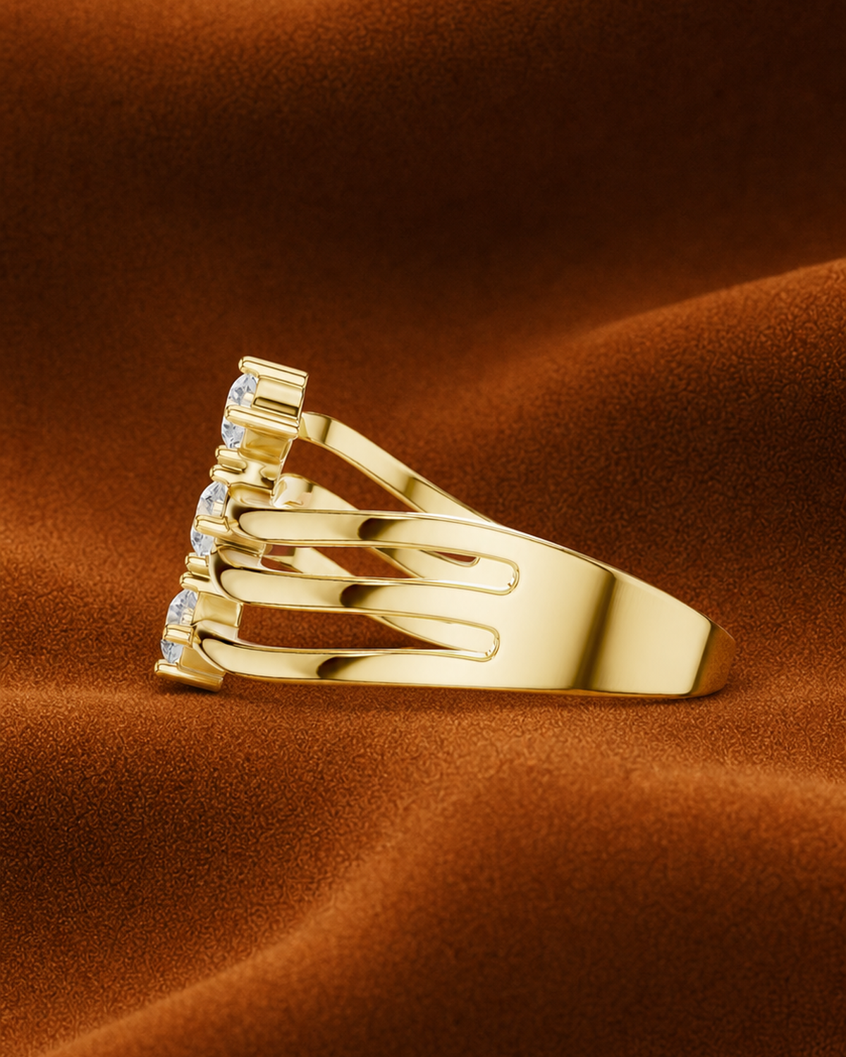 Vertical Trio Diamond Ring by MONICONIC