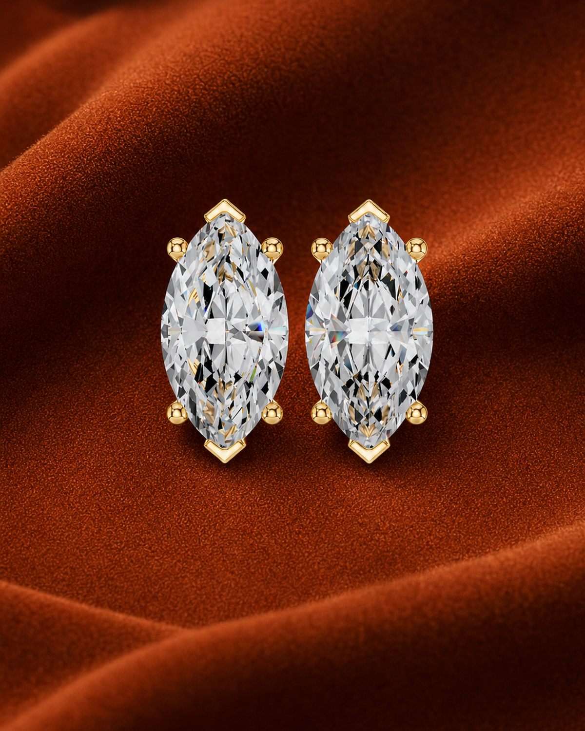 Marquise Solitaire Diamond Stud Earrings by MONICONIC