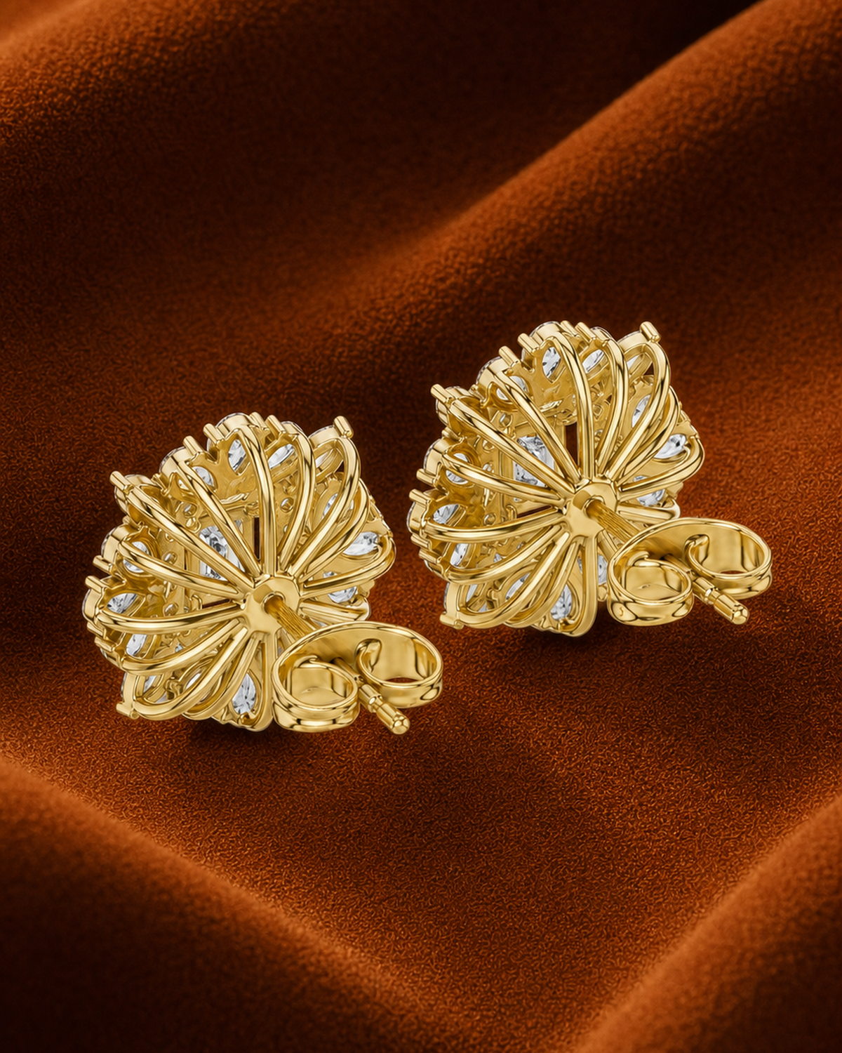 Emerald-Cut Petal Halo Stud Earrings by MONICONIC