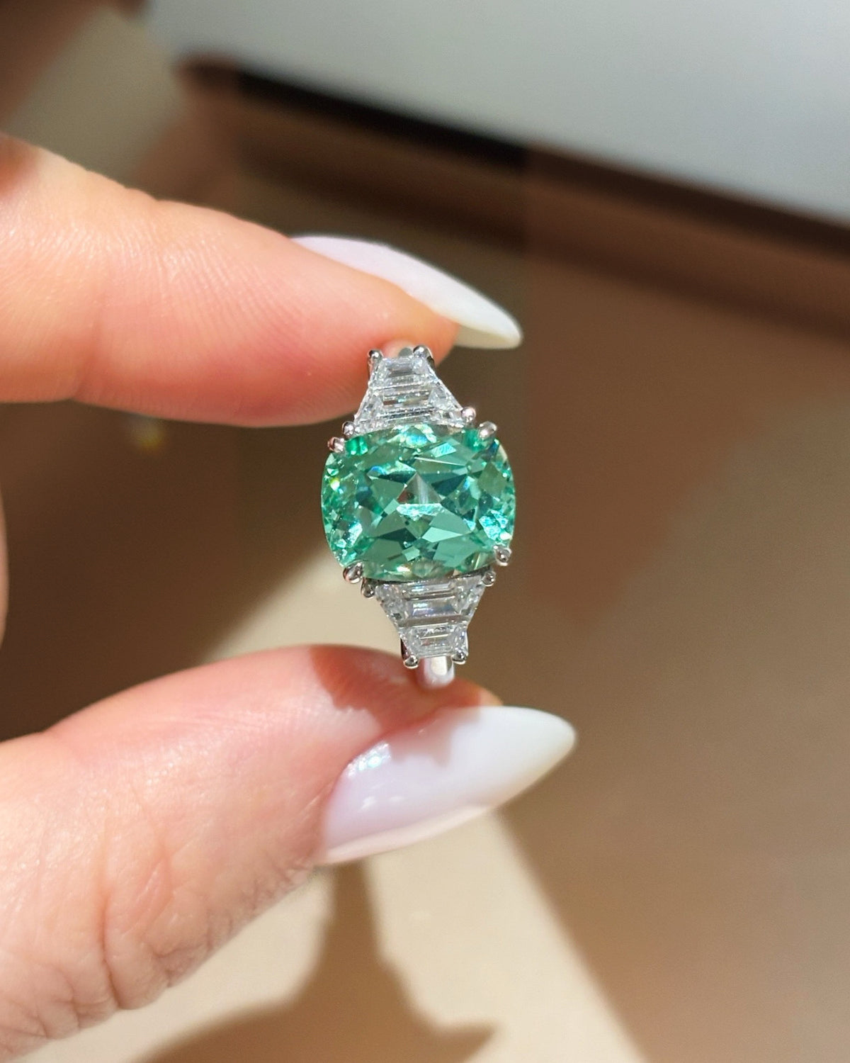 Paraiba Three-Stone Ring by MONICONIC