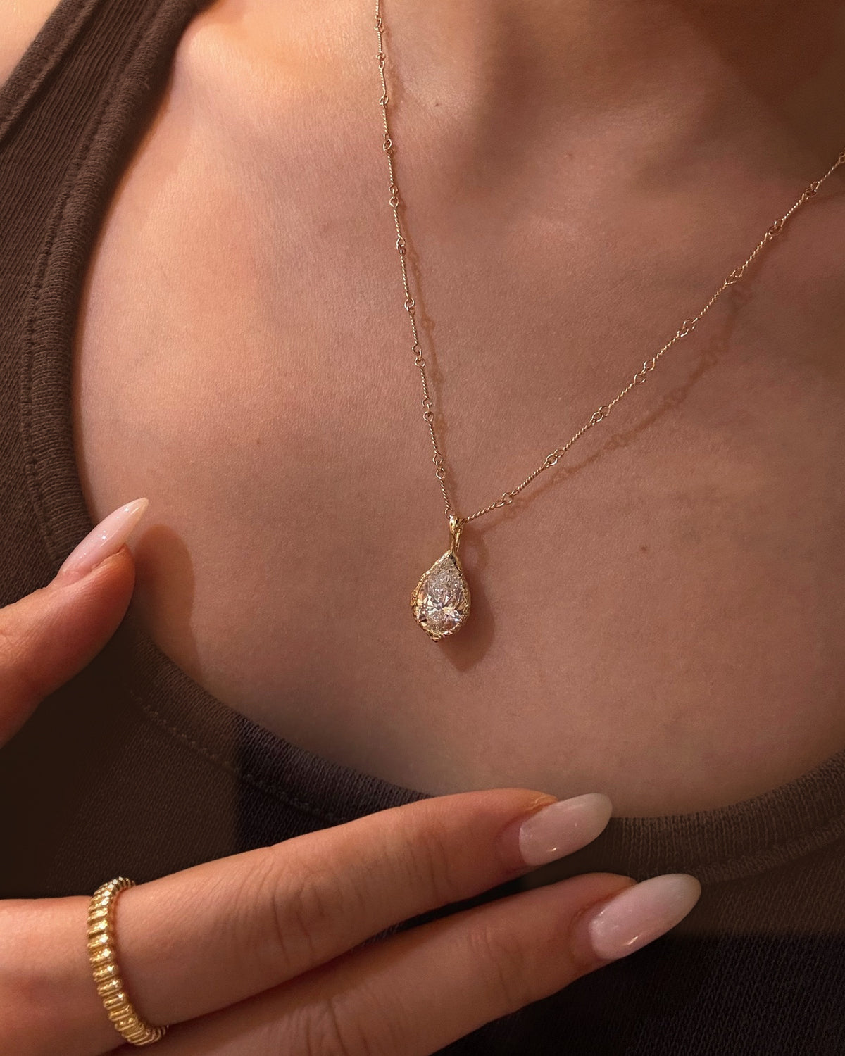 Rivage Pear Pendant Necklace by MONICONIC
