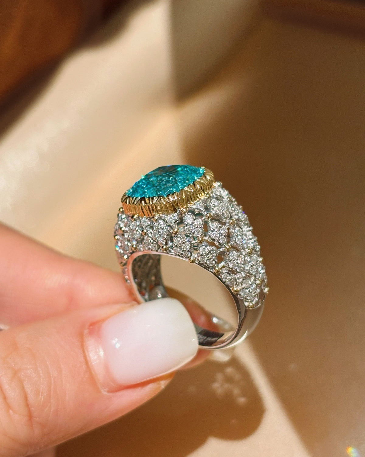 Paraiba Cushion Ring by MONICONIC