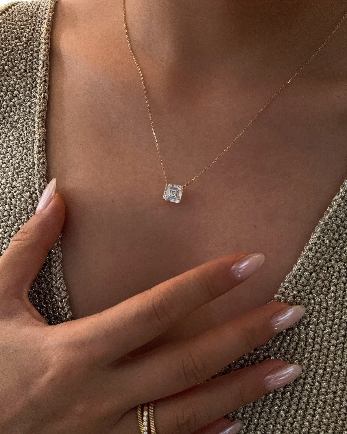 Asscher Pendant Necklace by MONICONIC