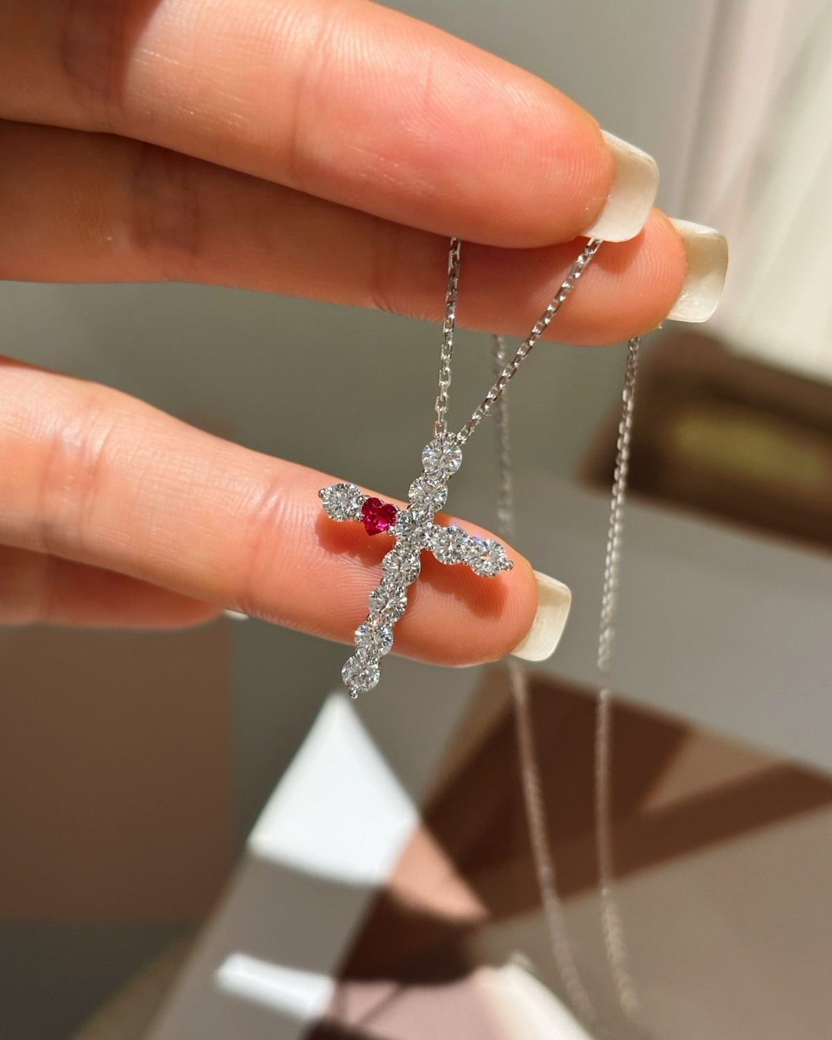 Heartline Cross Necklace by MONICONIC