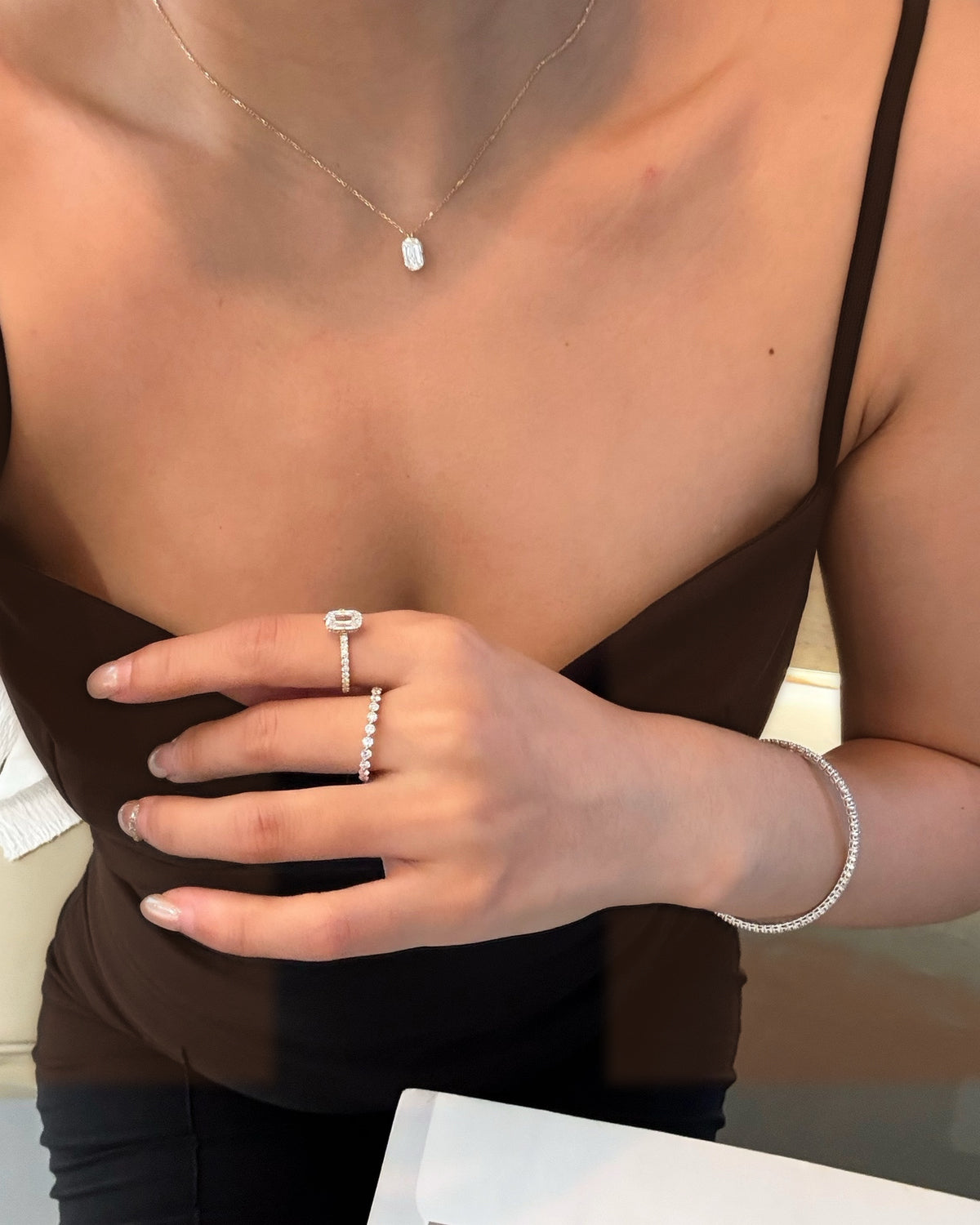 Elongated Emerald Ring by MONICONIC