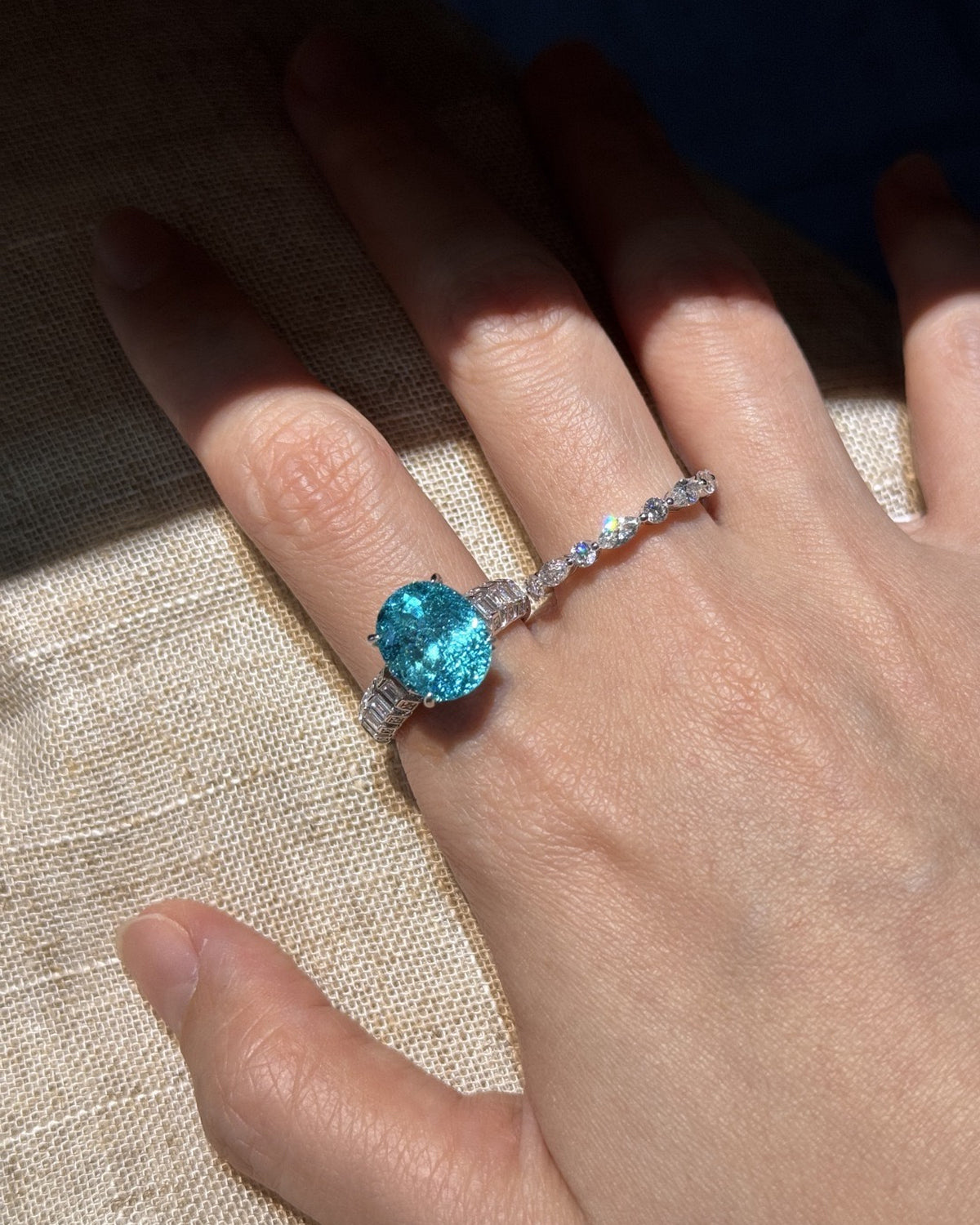 Paraiba Baguette Ring by MONICONIC