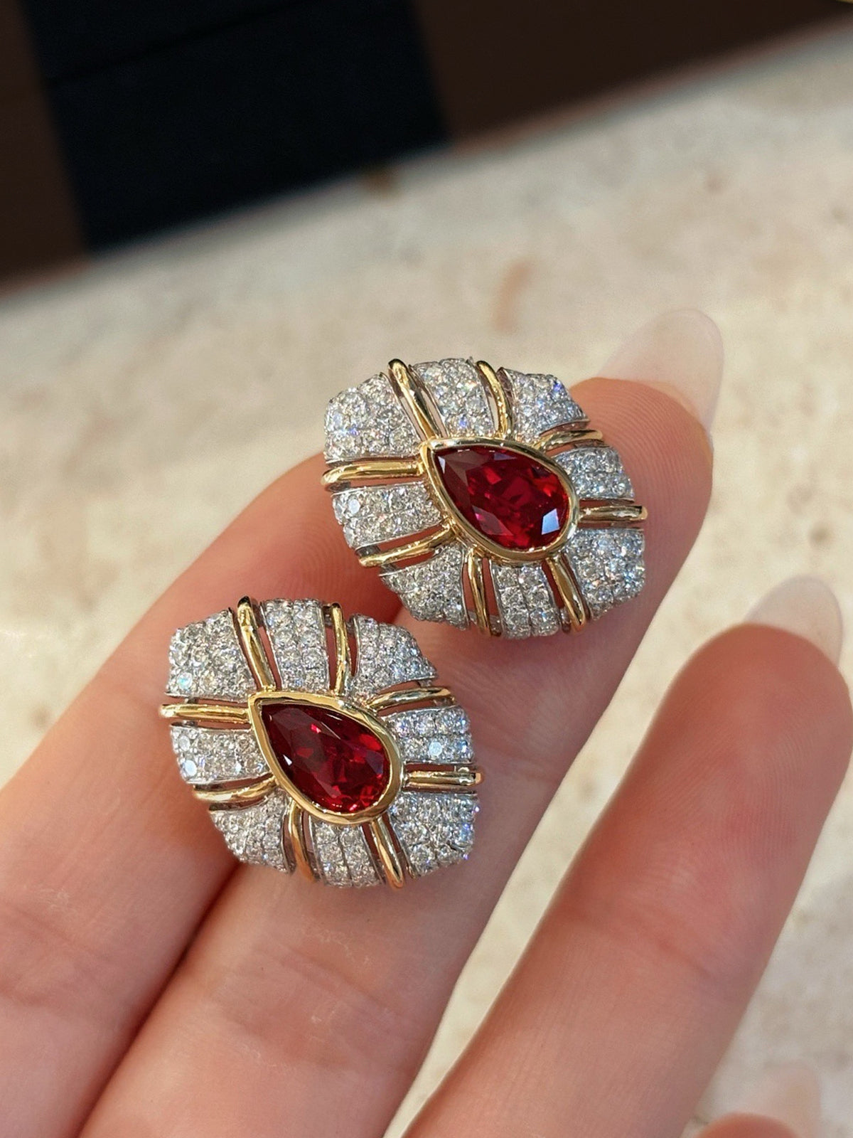 Teardrop Ruby Stud Earrings by MONICONIC