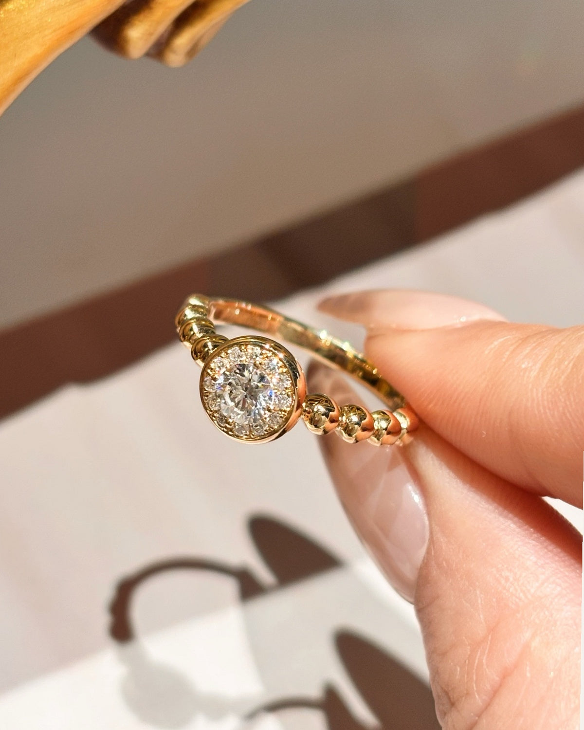 Luna Bead Halo Ring by MONICONIC