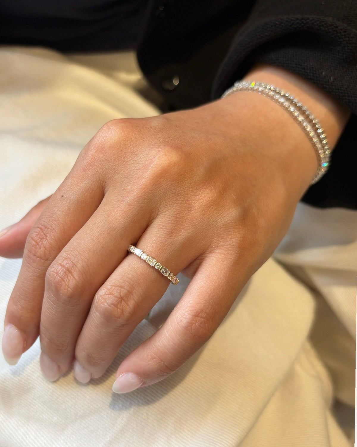 Baguette Mosaic Ring by MONICONIC