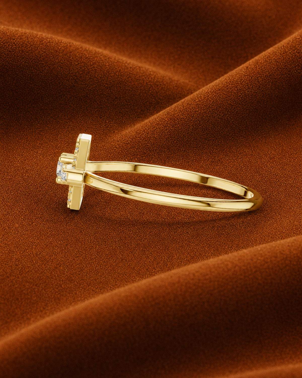Open Hexagon Halo Ring by MONICONIC