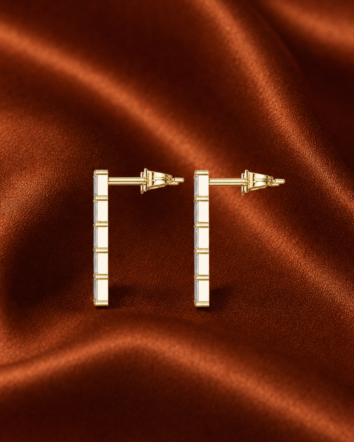 Emerald-Cut Bar Dangle Earrings by MONICONIC