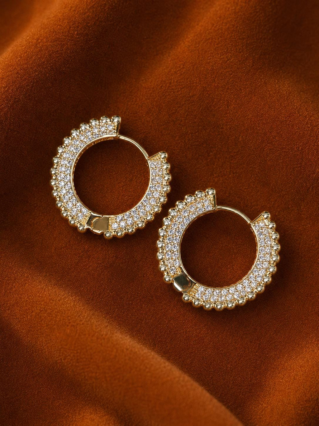Beaded Pavé Hoop Earrings