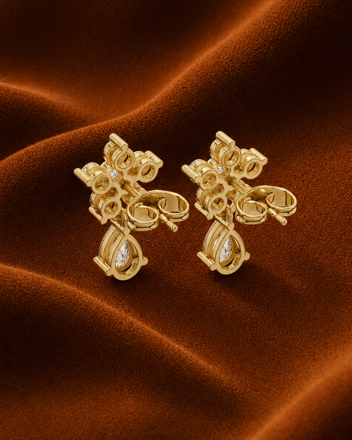 Rosette Pear Drop Earrings by MONICONIC