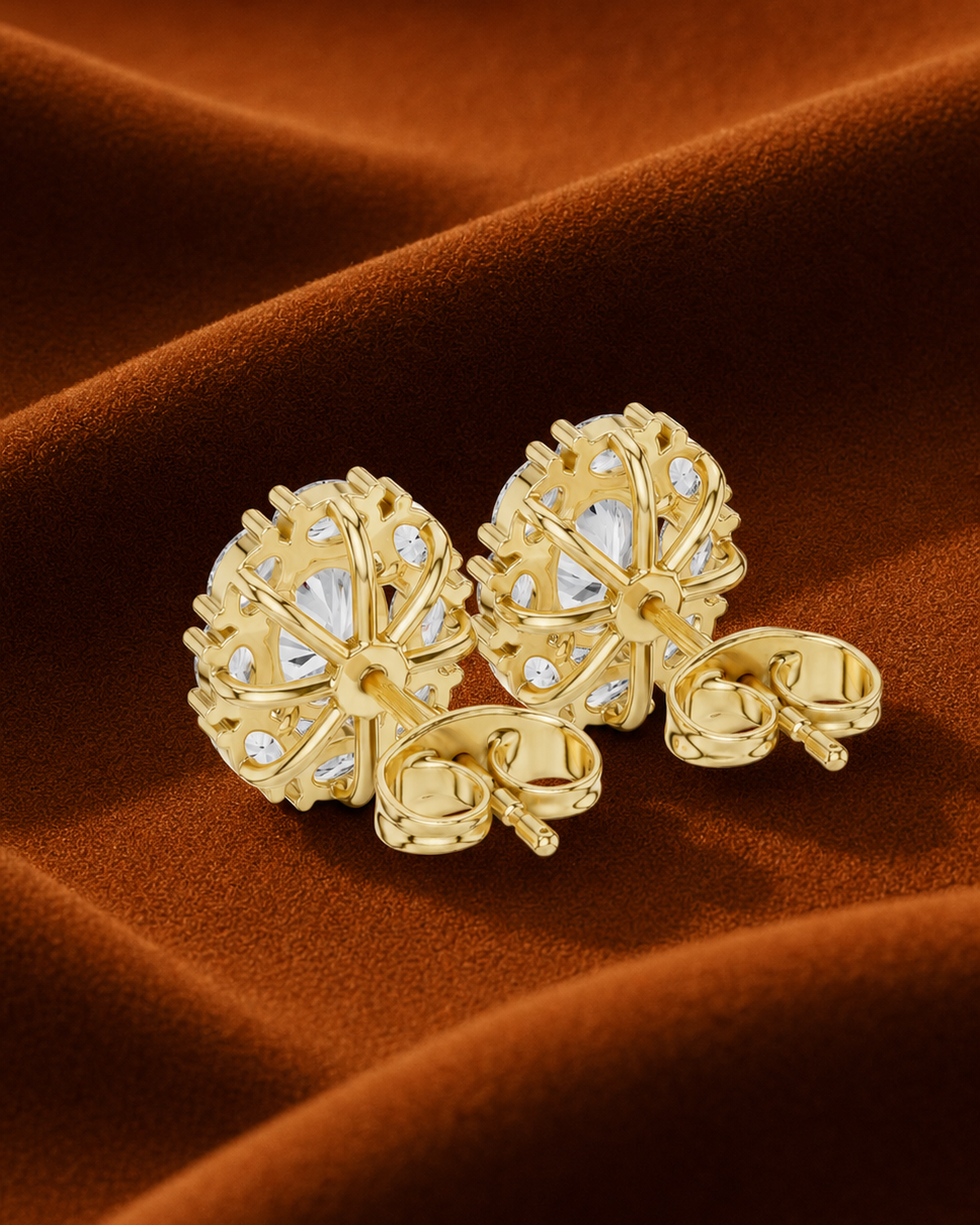 Oval Rosette Diamond Stud Earrings by MONICONIC