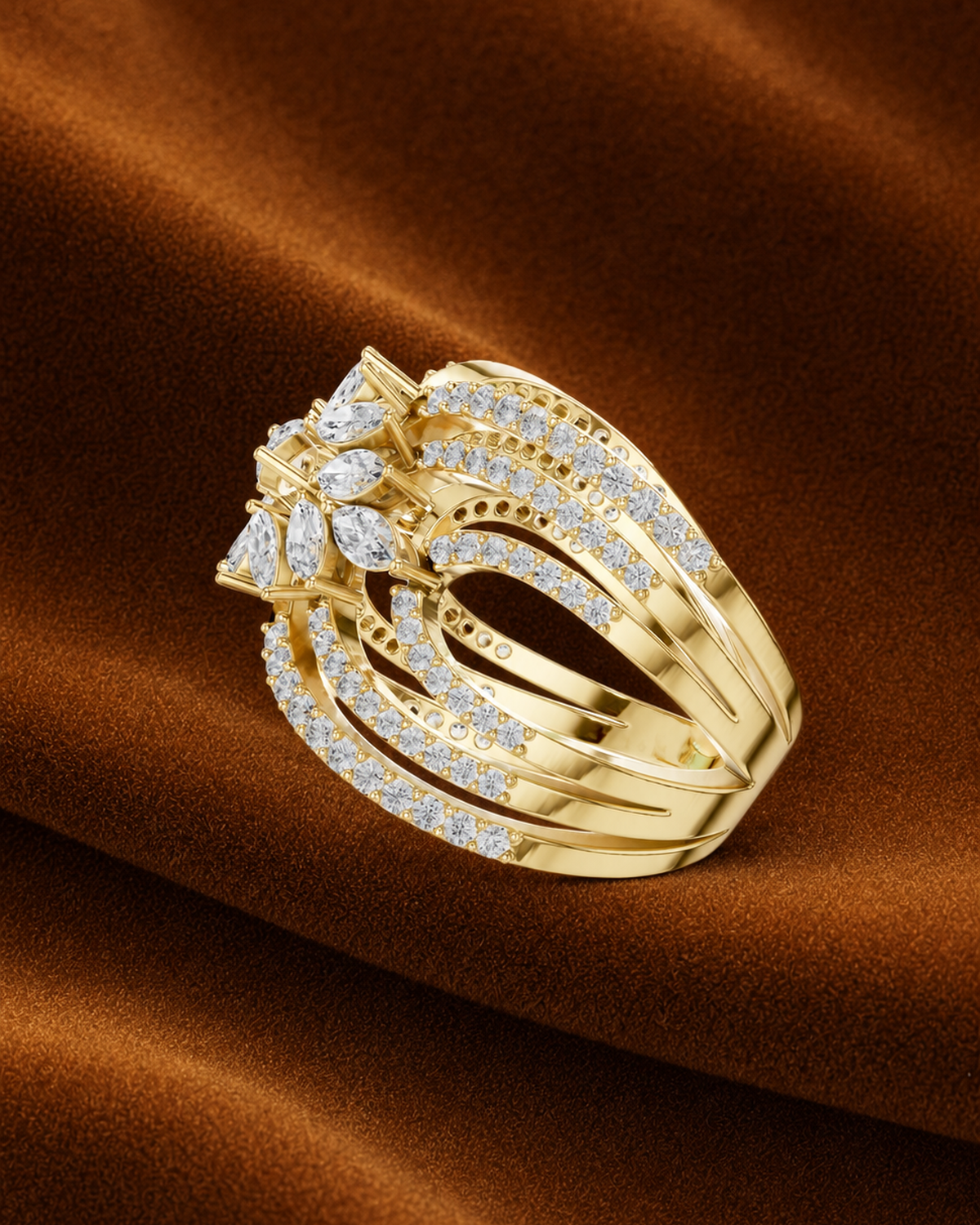 Marquise Rosette Multi-Row Ring by MONICONIC
