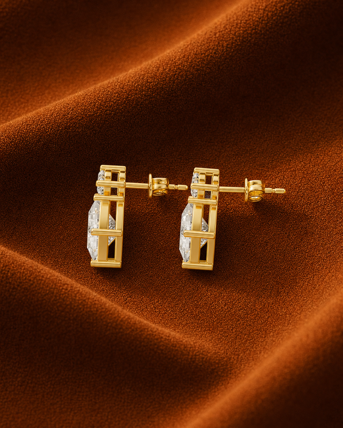 Round Princess Diamond Drop Earrings by MONICONIC