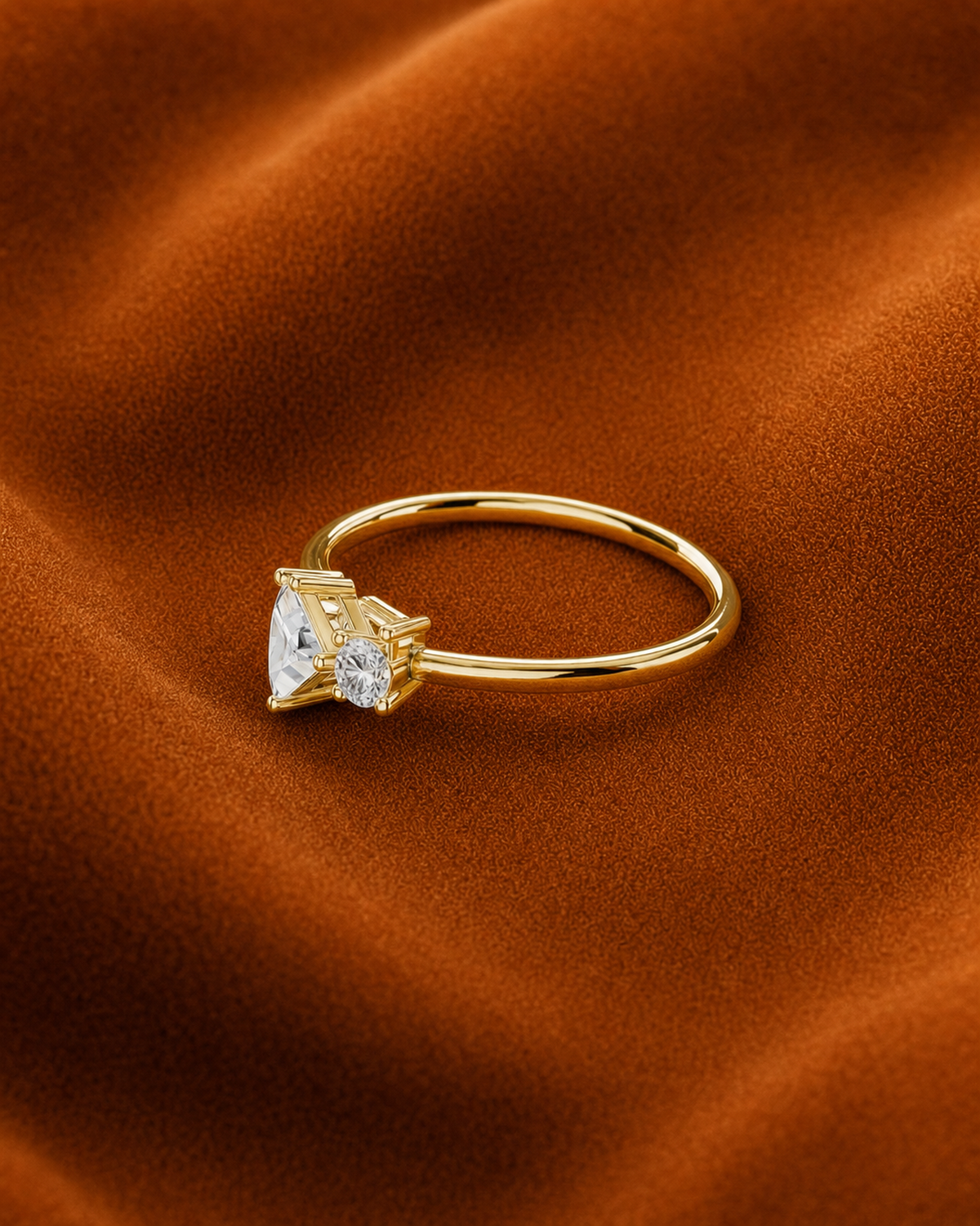 Trillion Round Five Stone Ring by MONICONIC