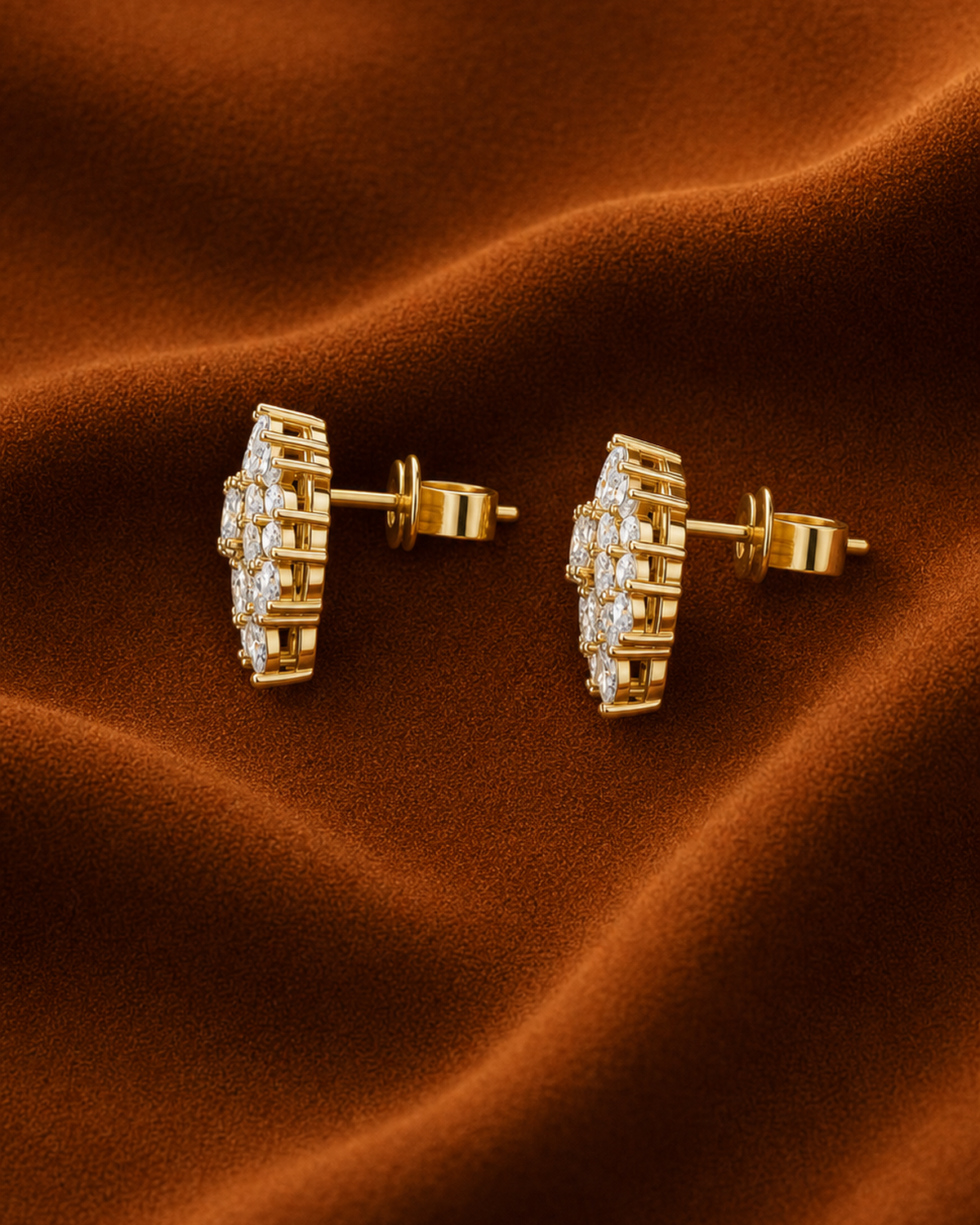 Marquise Leaf Diamond Stud Earrings by MONICONIC