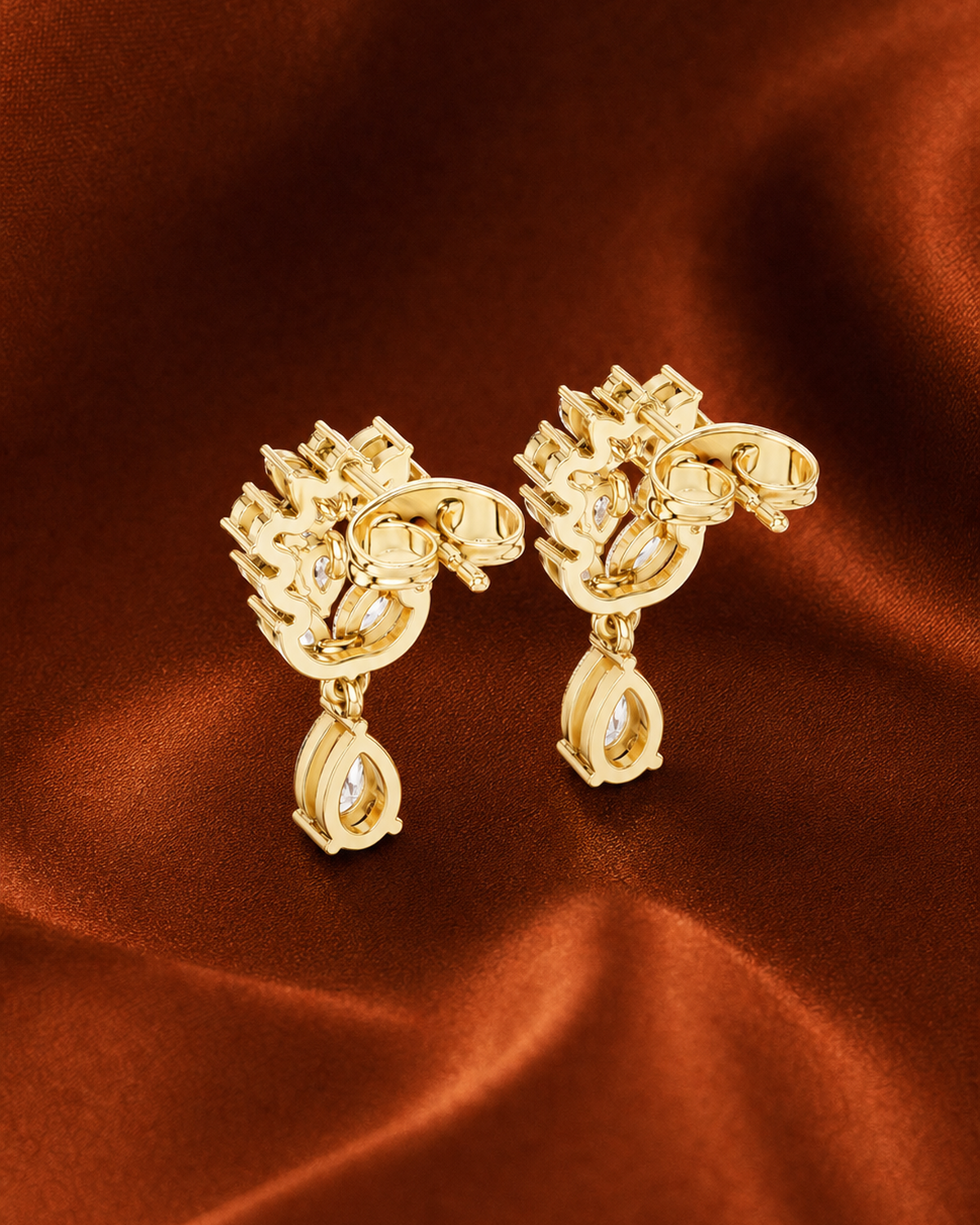 Marquise Cluster Pear Drop Earrings by MONICONIC