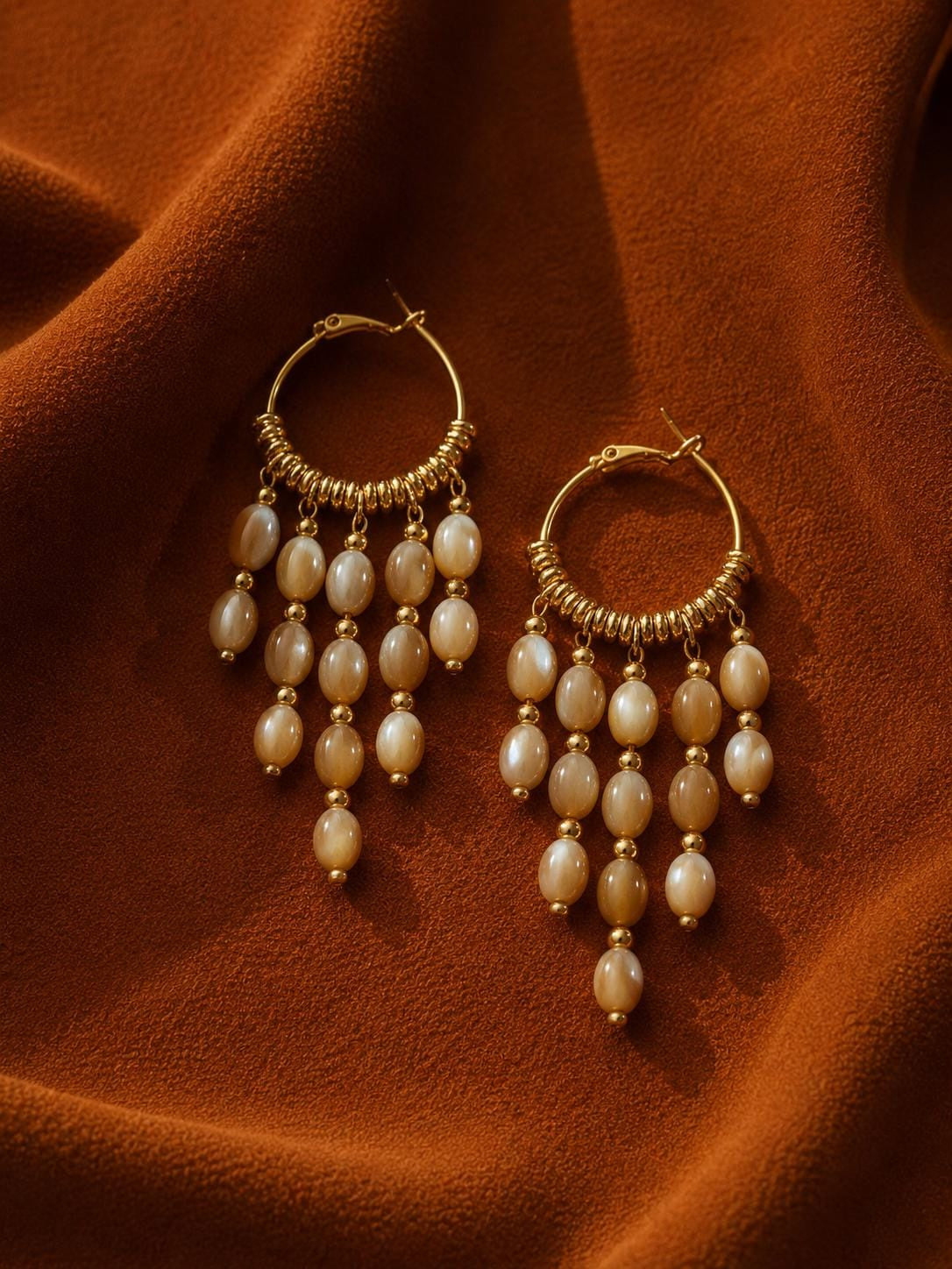 Shell Cascade Hoop Earrings