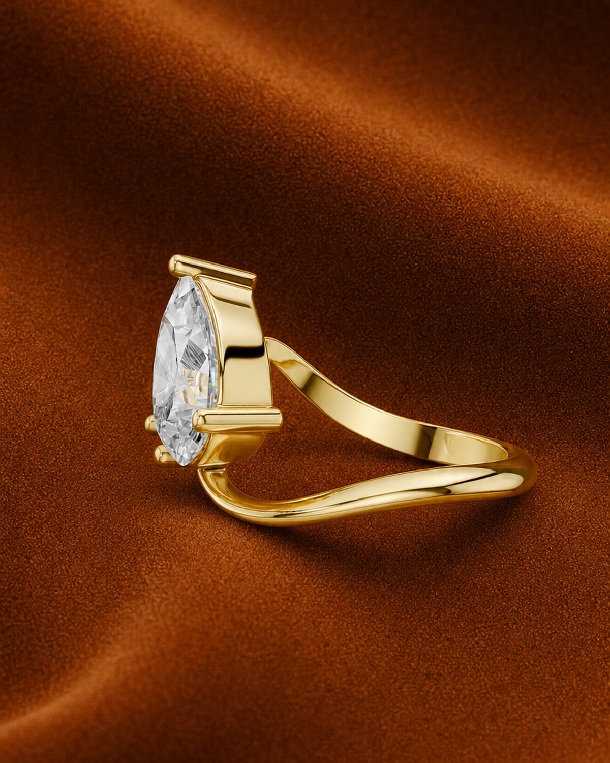 Pear Round Toi et Moi Ring by MONICONIC