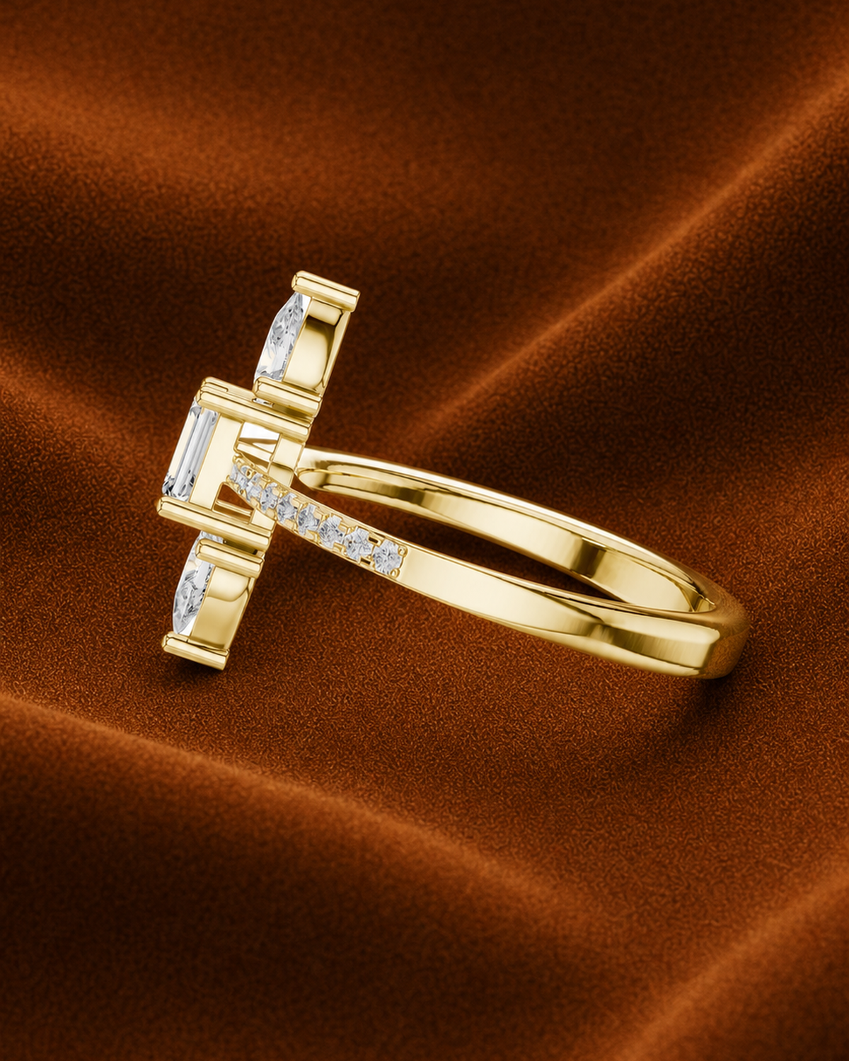 Emerald-Cut North South Ring by MONICONIC
