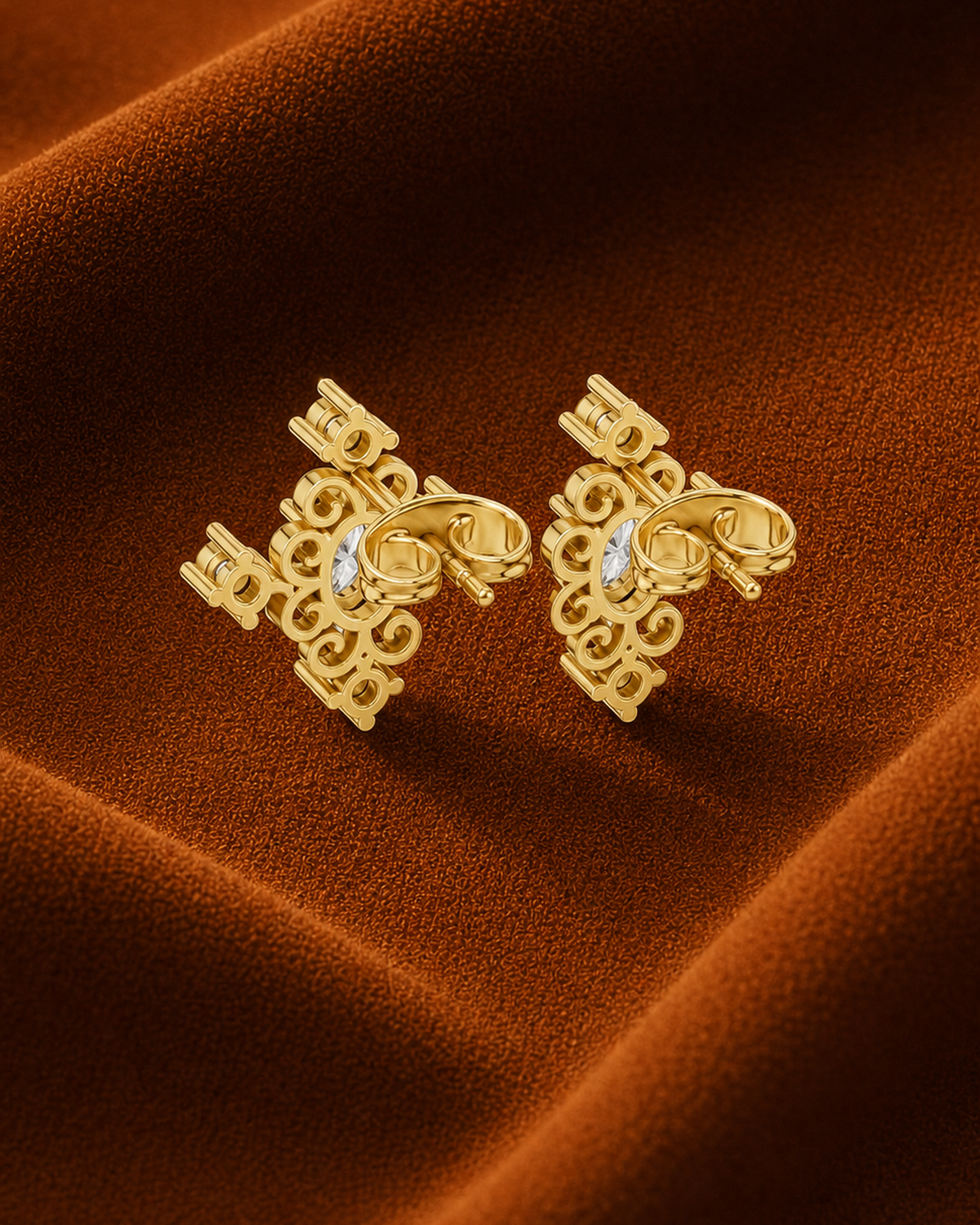Oval Scroll Lab Grown Diamond Studs by MONICONIC
