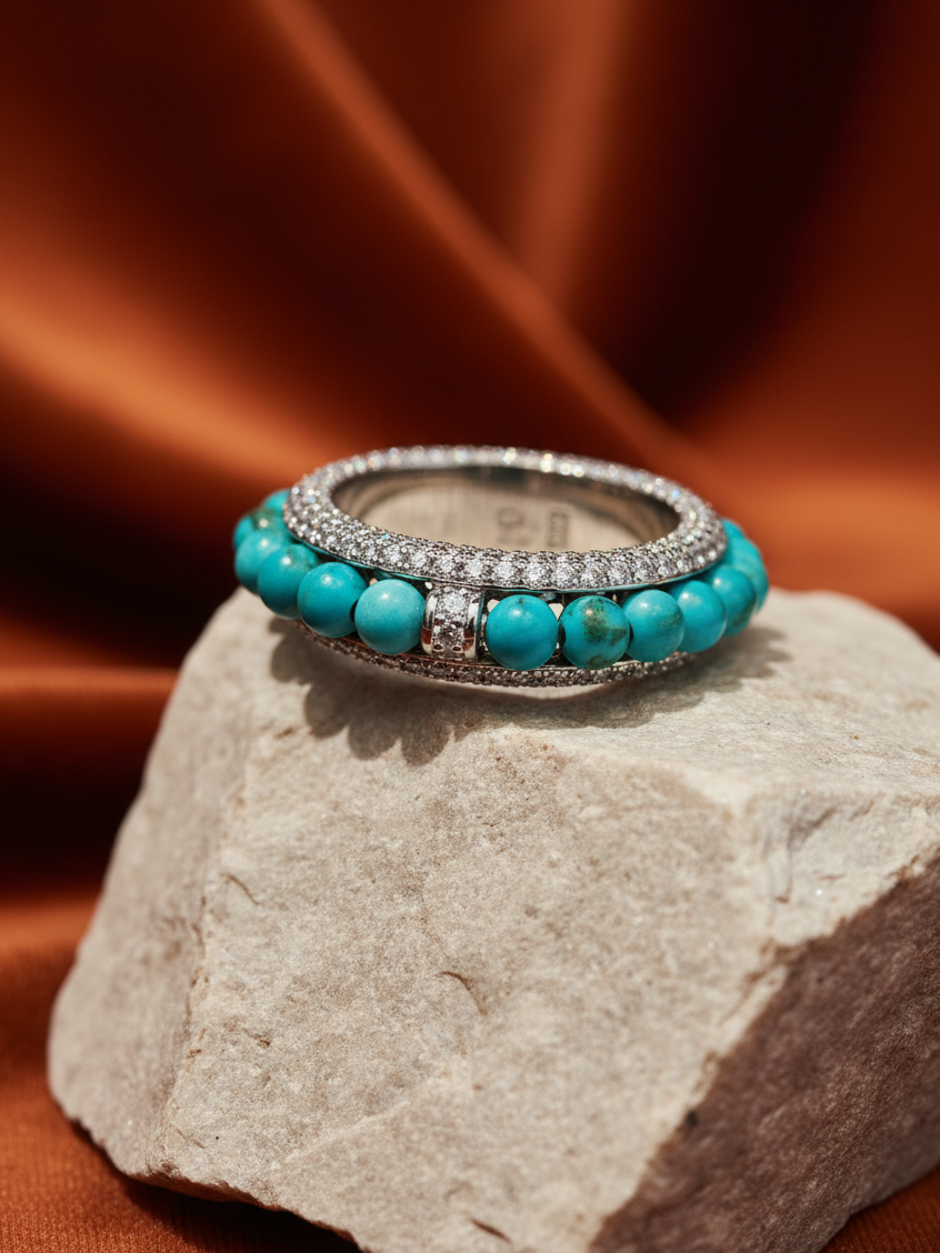 Turquoise Pavé Ring