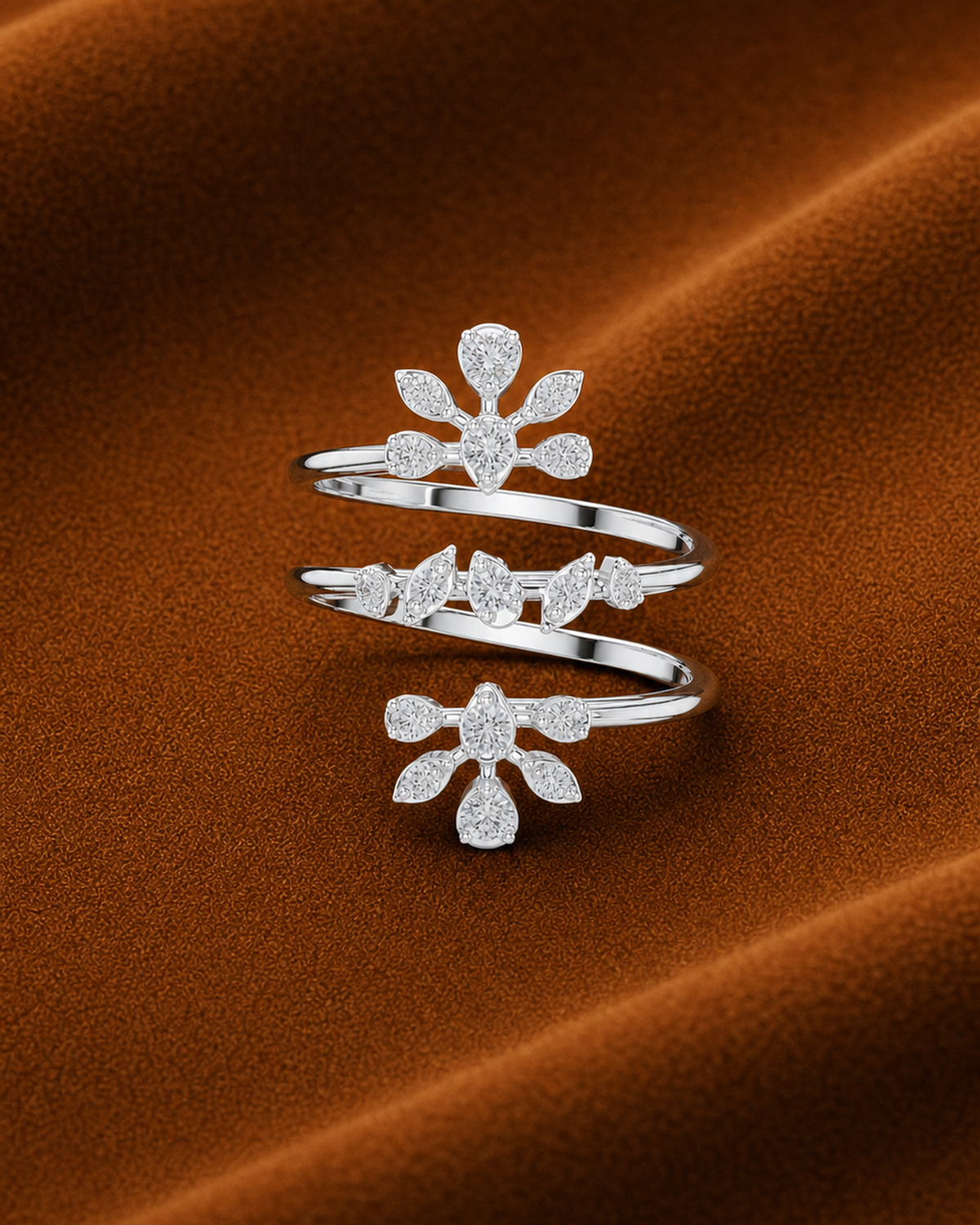 Floral Rosette Bypass Ring by MONICONIC