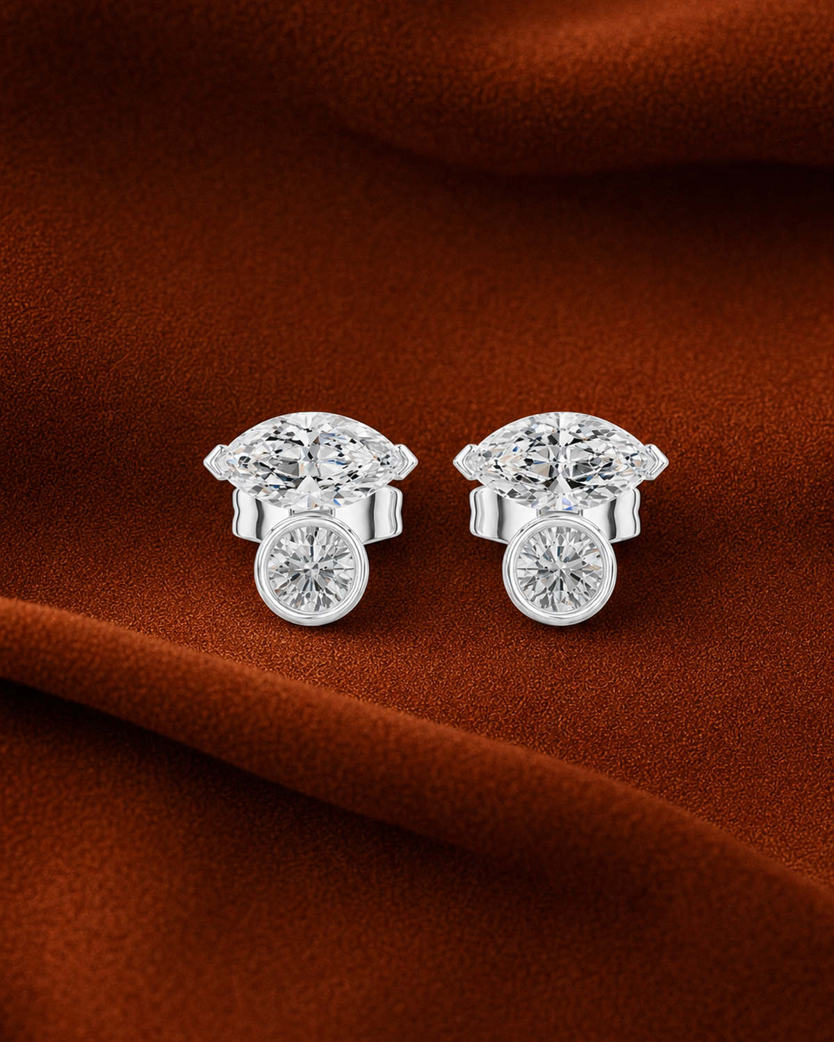 Marquise Round Diamond Studs by MONICONIC