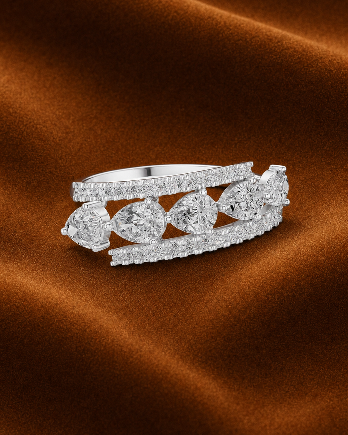 Five Pear Pavé Ring by MONICONIC