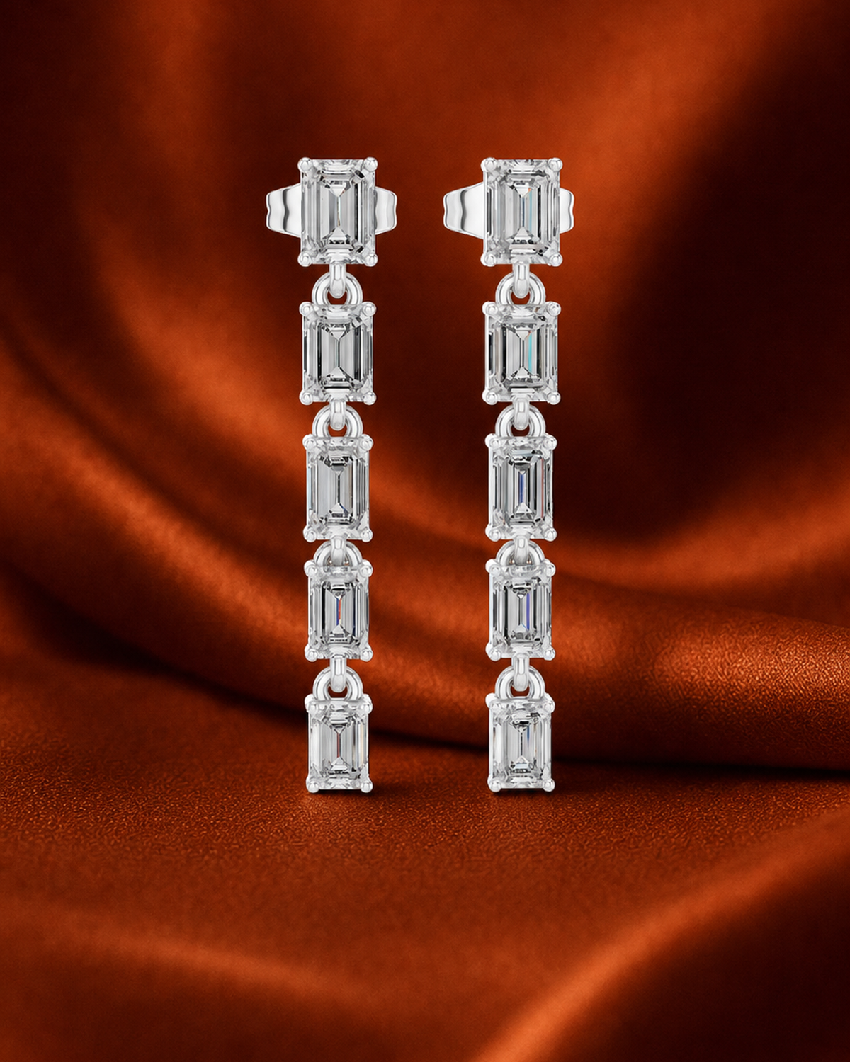 Emerald-Cut Lab-Grown Diamond Drop Earrings by MONICONIC