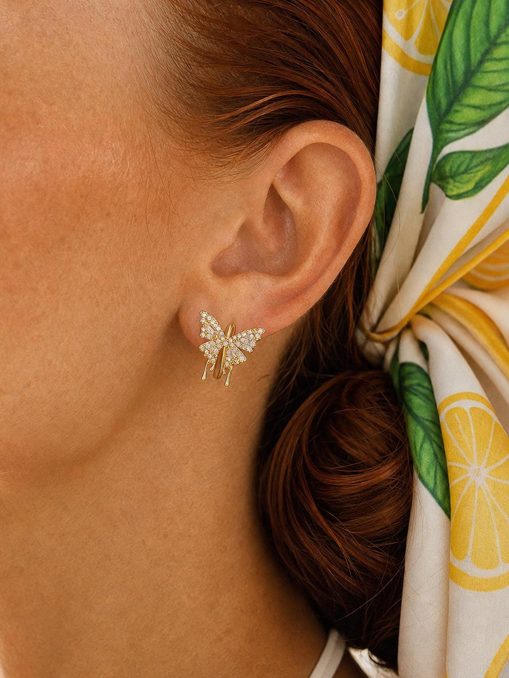 Crystal Butterfly Huggie Earrings