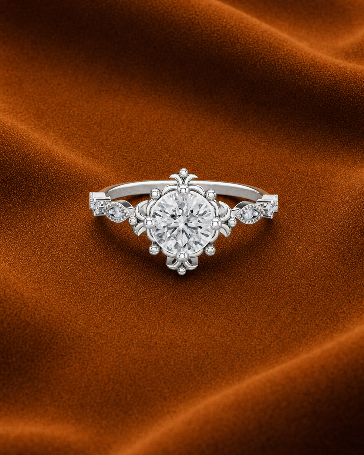 Floral Collet Solitaire Ring by MONICONIC