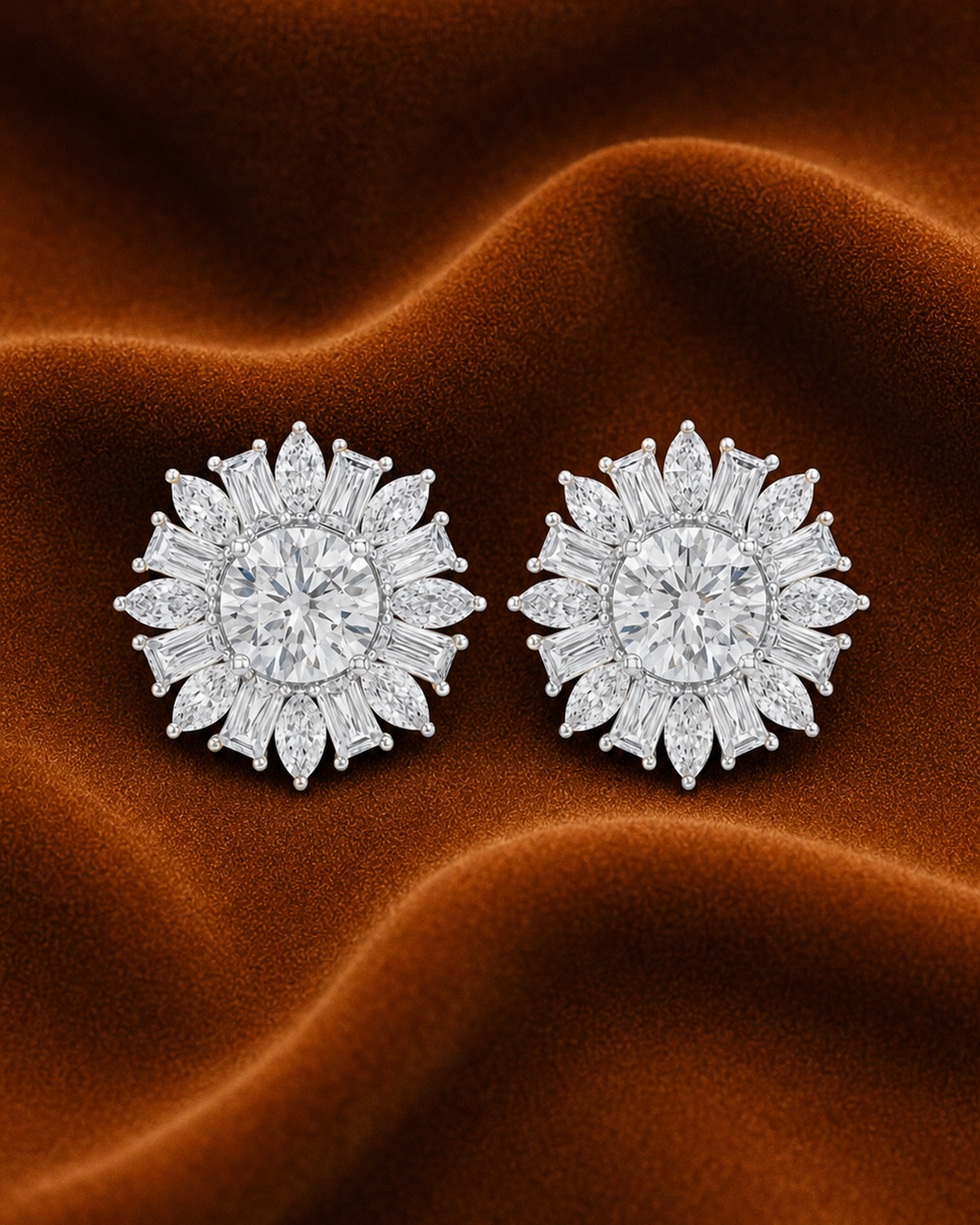 Sunburst Diamond Stud Earrings by MONICONIC