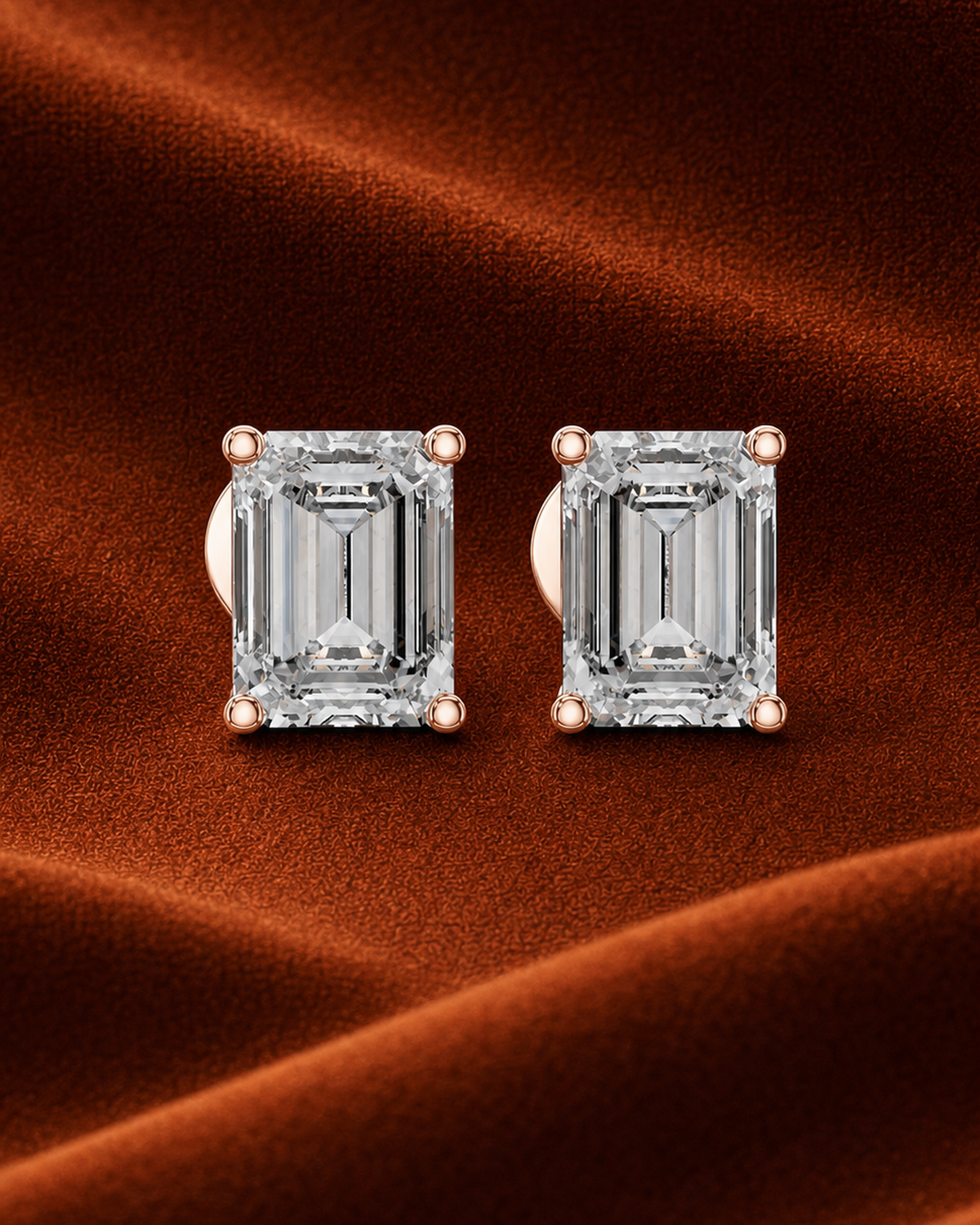 Emerald-Cut Lab-Grown Diamond Stud Earrings by MONICONIC