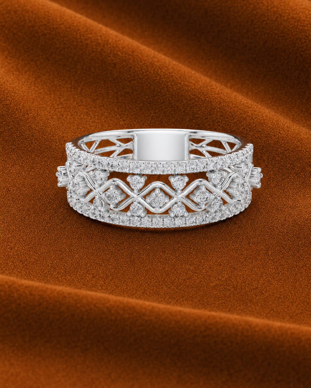 Lattice Pavé Band by MONICONIC