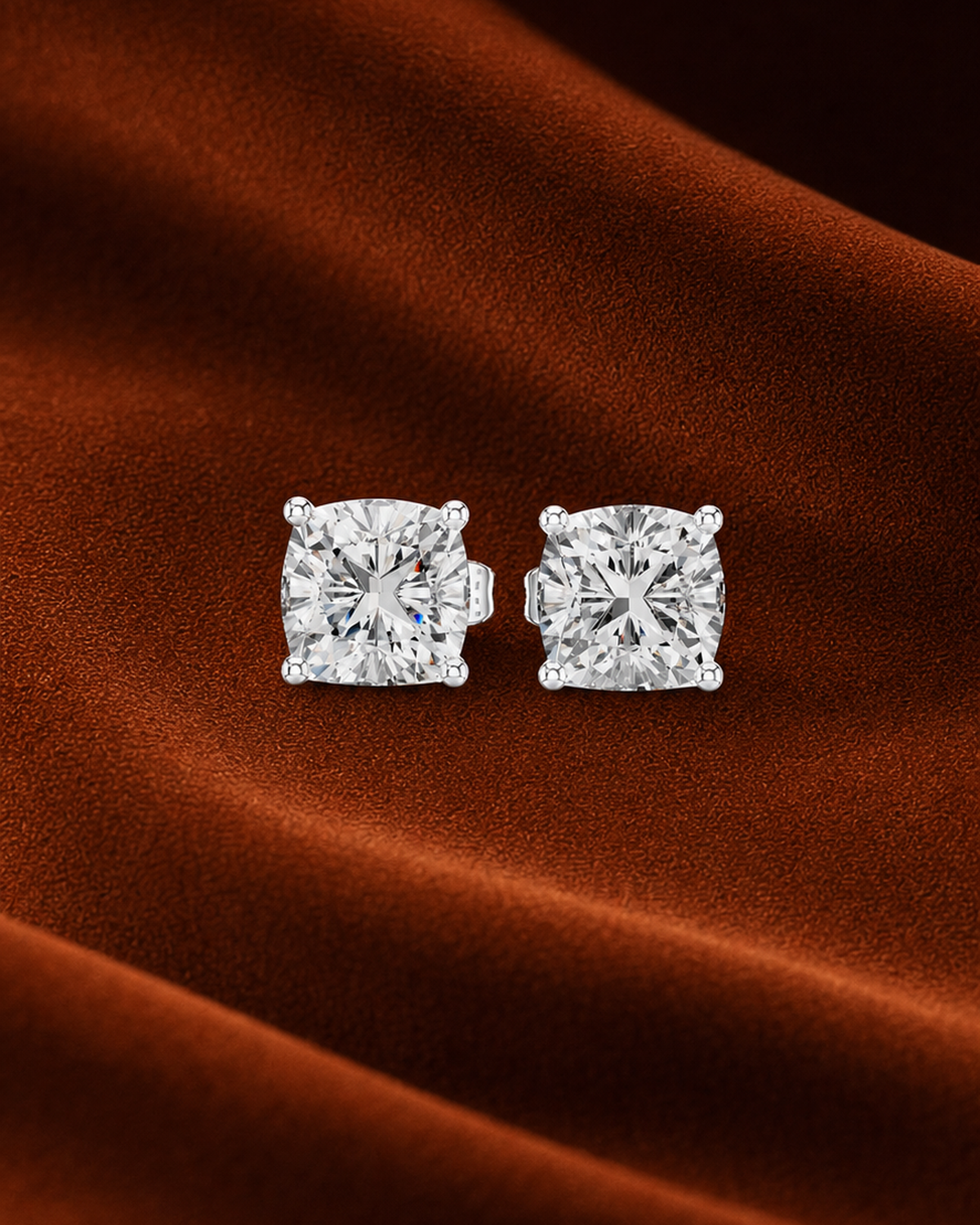 Cushion Lab-Grown Diamond Stud Earrings by MONICONIC
