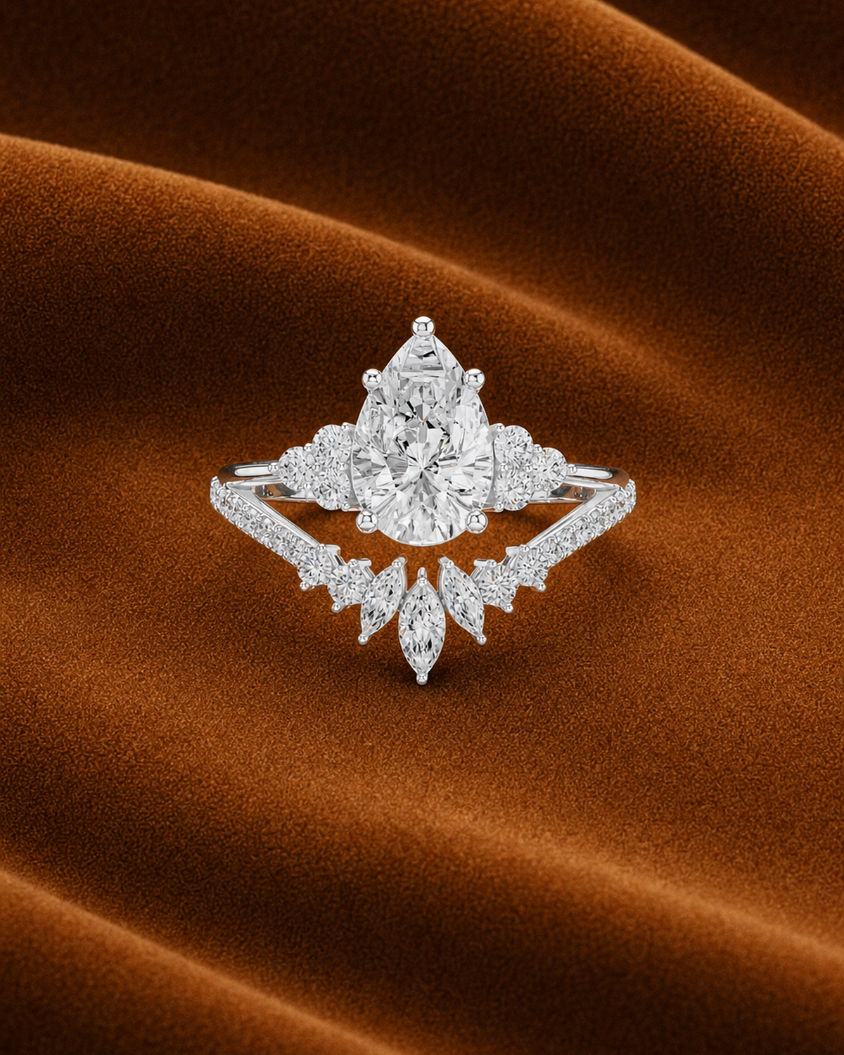 Pear Crown Cluster Ring by MONICONIC