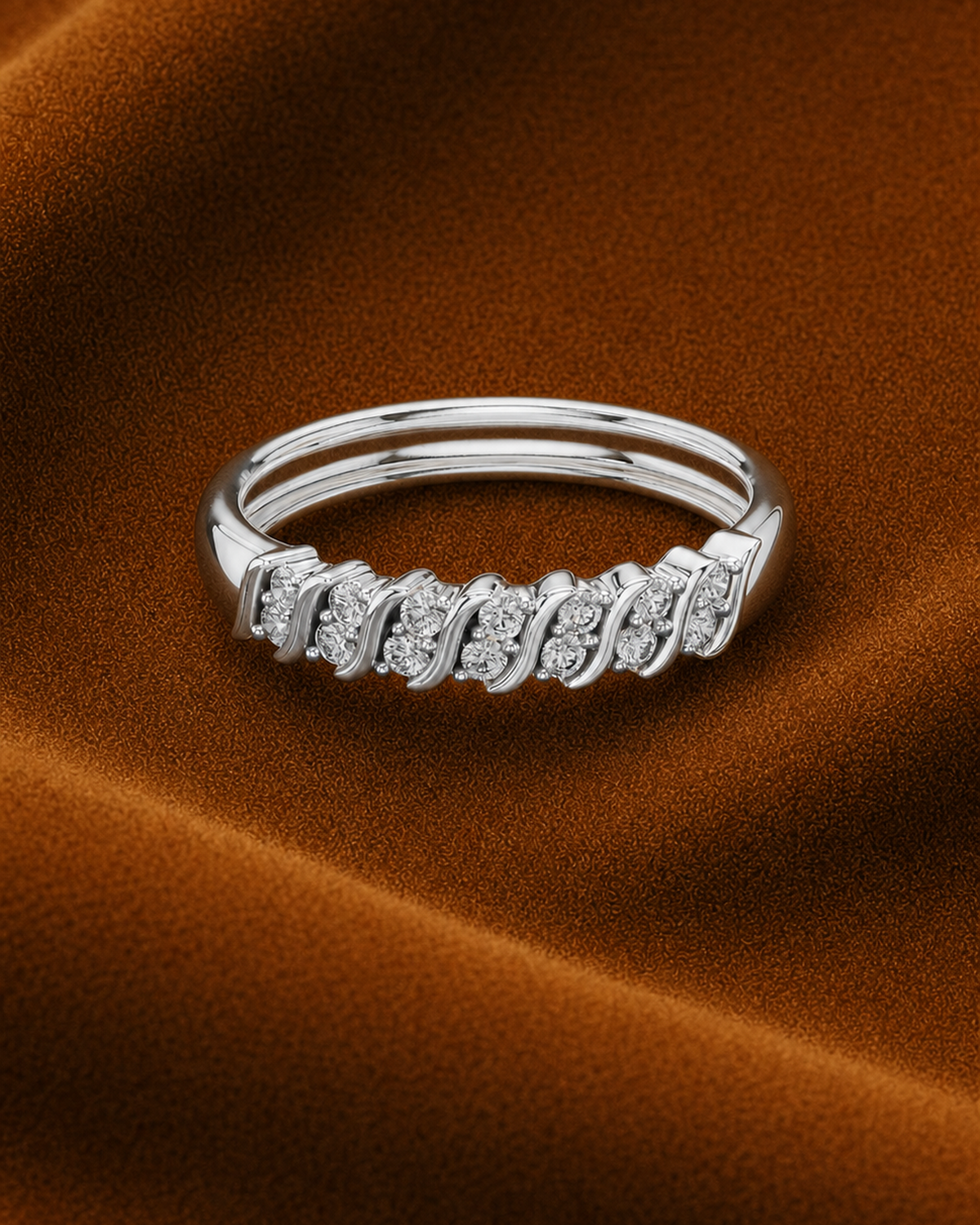 Scalloped Collet Diamond Band by MONICONIC