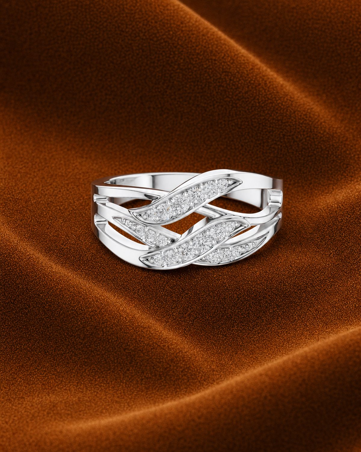 Triple Leaf Crossover Ring by MONICONIC